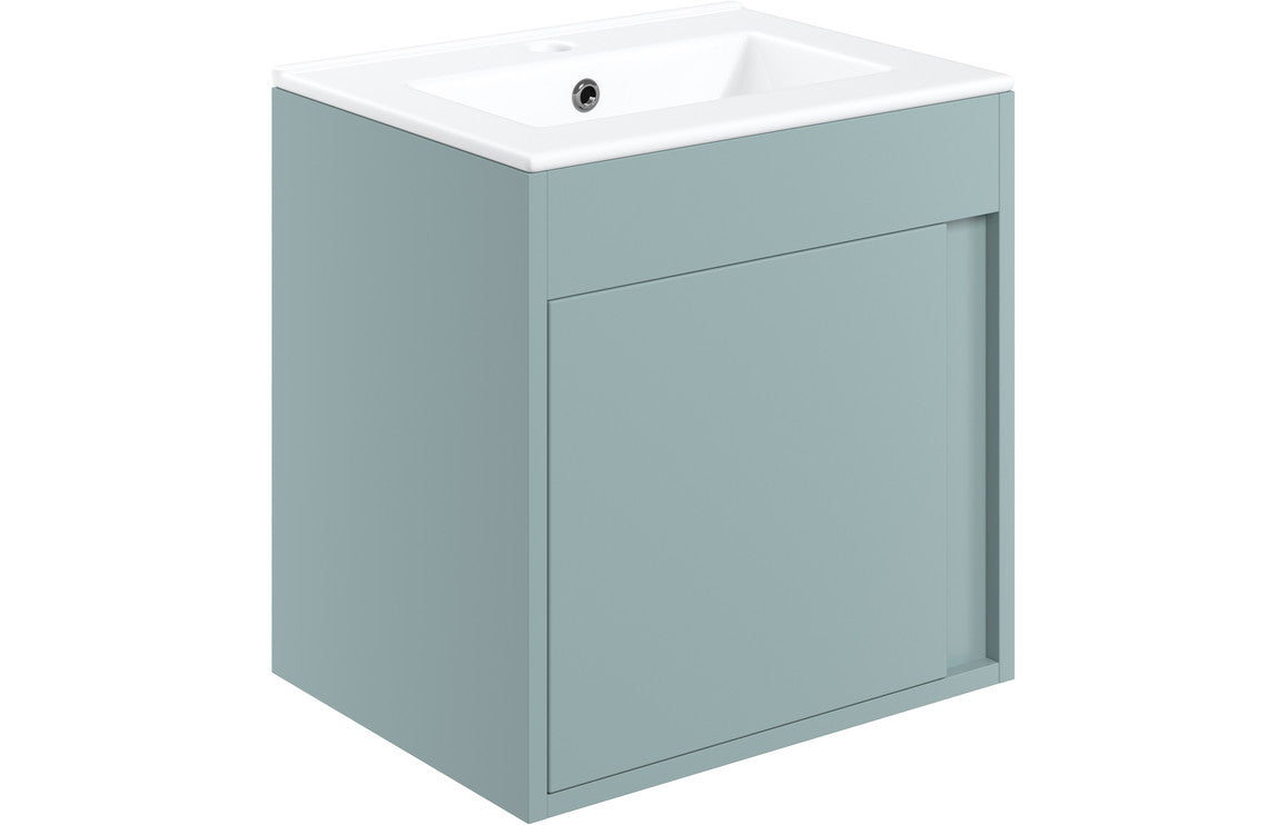 Elentra 510mm Wall Hung Unit Inc. Basin - Matt Sea Green