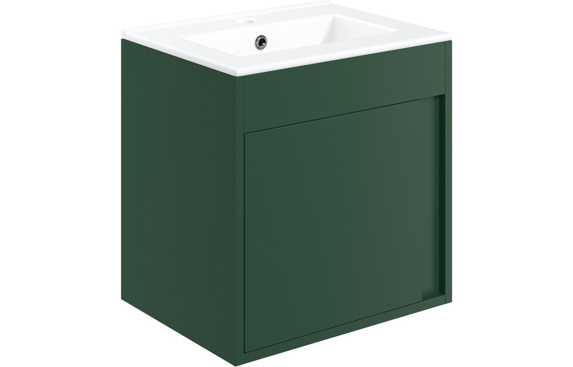 Elentra 510mm Wall Hung Unit Inc. Basin - Matt Conifer Green