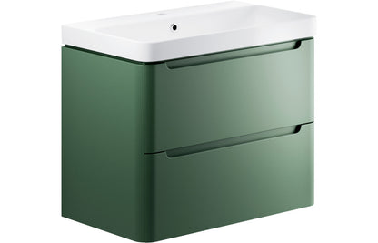 Lambi 800mm 2 Drawer Wall Hung Basin Unit - Matt Sage Green