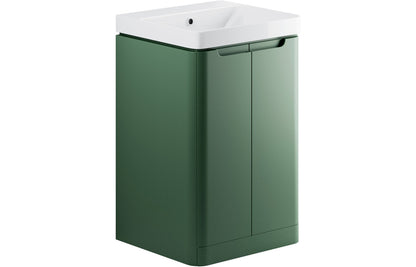 Lambi 500mm 2 Door Floor Standing Cloakroom Basin Unit - Matt Sage Green