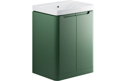 Lambi 600mm 2 Door Floor Standing Basin Unit - Matt Sage Green