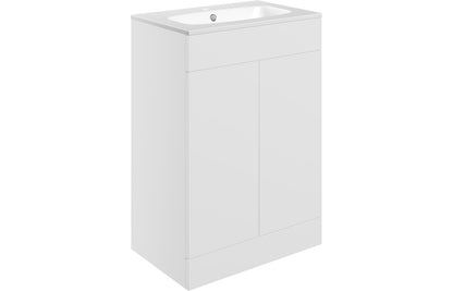 NEST 615mm Floor Standing 2 Door Basin Unit & Basin - Matt White