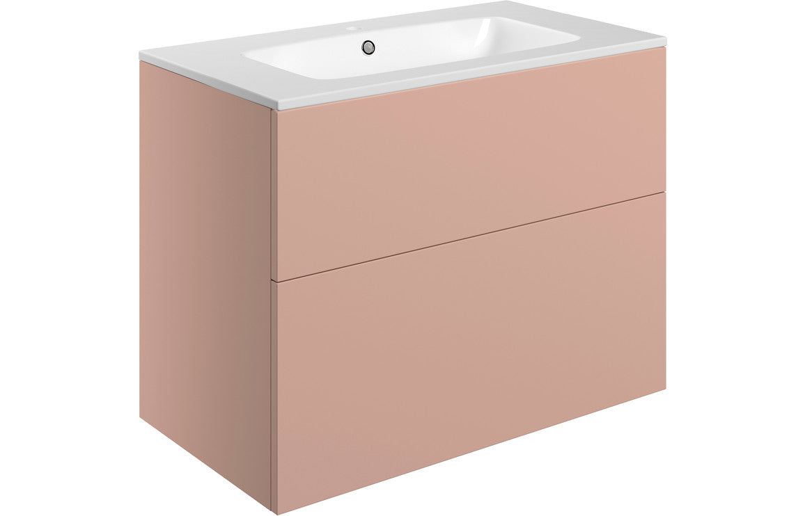 NEST 815mm Wall Hung 2 Drawer Basin Unit & Basin - Matt Antique Rose