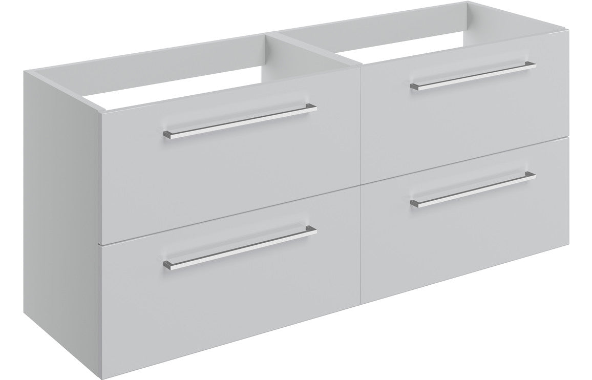 Volta 1180mm Wall Hung 2 Drawer Basin Unit Run (No Top) - Grey Gloss
