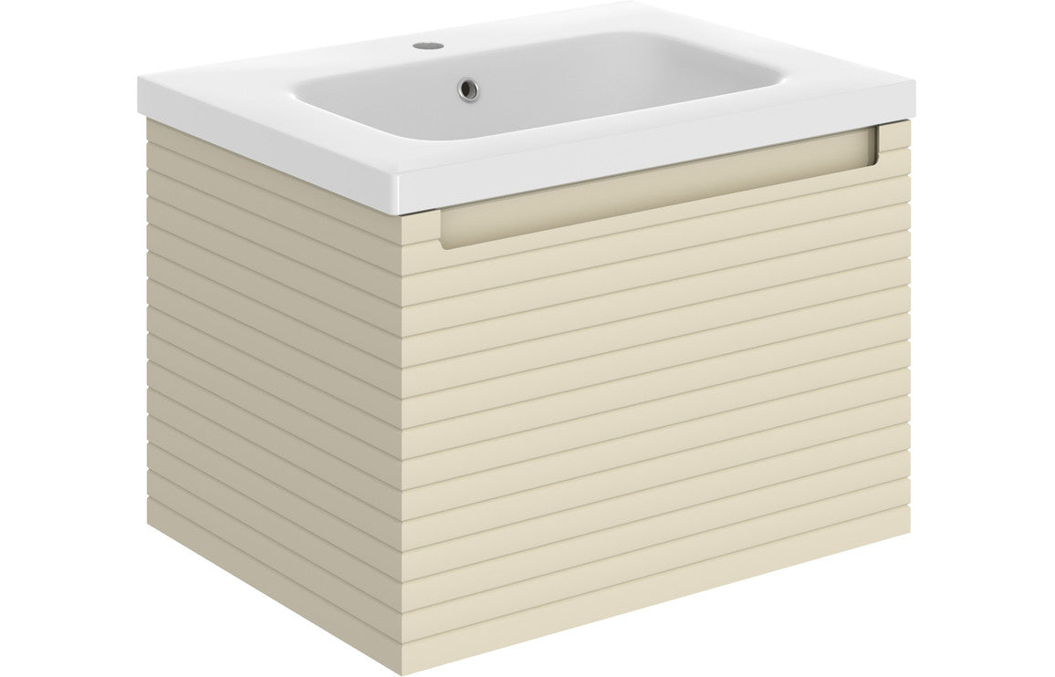 Align 615mm Wall Hung 1 Drawer Basin Unit & Basin - Matt Cotton