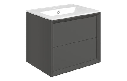 CLICK 615mm Wall Hung 2 Drawer Basin Unit & Basin - Matt Clay