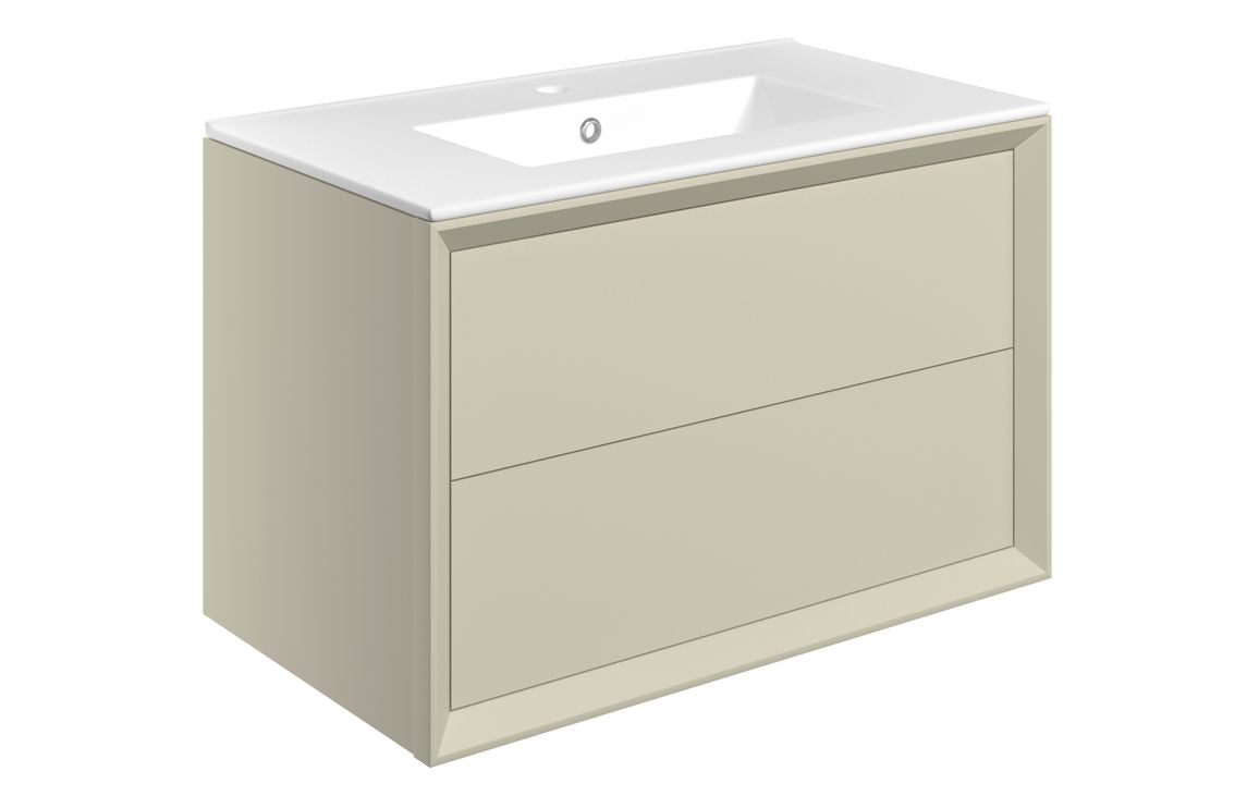 CLICK 810mm Wall Hung 2 Drawer Basin Unit & Basin - Matt Cotton