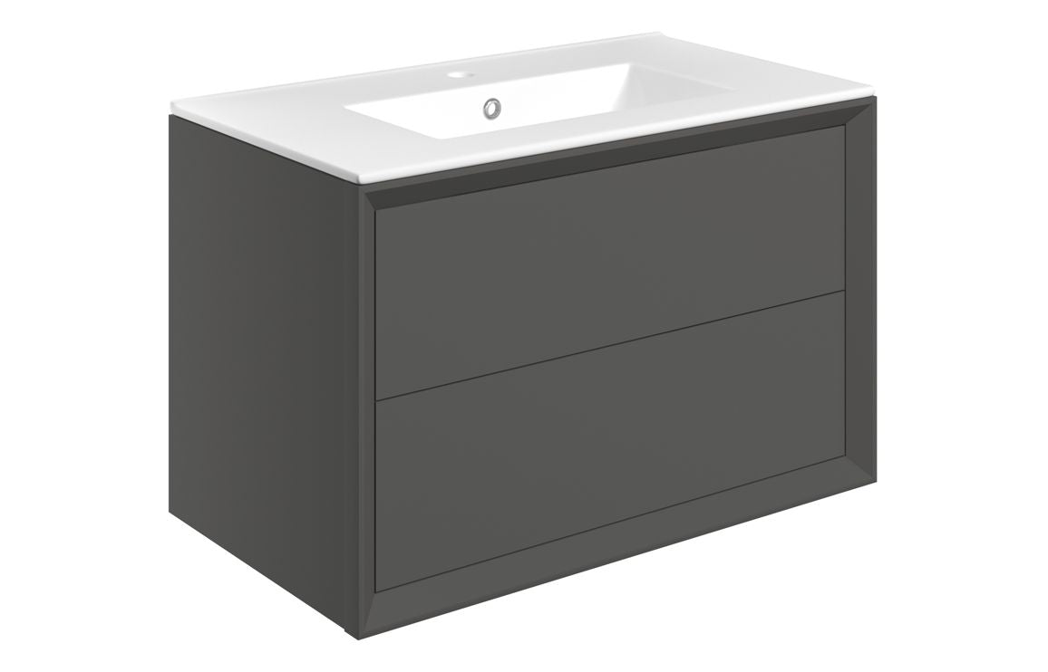 CLICK 810mm Wall Hung 2 Drawer Basin Unit & Basin - Matt Clay