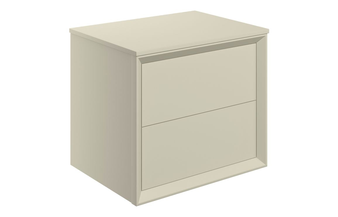 CLICK 600mm Wall Hung 2 Drawer Basin Unit & Top - Matt Cotton