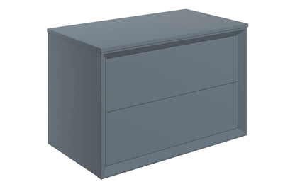 CLICK 800mm Wall Hung 2 Drawer Basin Unit & Top - Matt Storm Blue