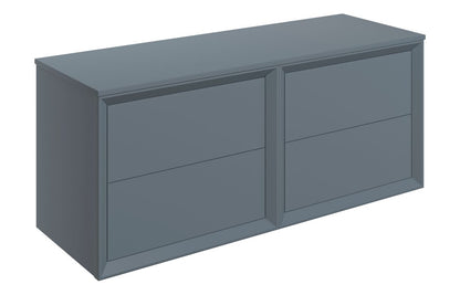CLICK 1200mm Wall Hung 4 Drawer Basin Unit Run & Top - Matt Storm Blue