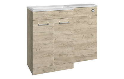 VINOS 1100mm Floor Standing L-Shape Pack & Basin - Oak