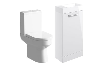 Nolta 410mm F/S Basin Unit & C/C Toilet Pack - White Gloss