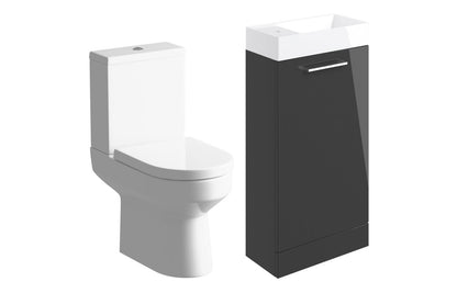 Volta 410mm F/S Basin Unit & C/C Toilet Pack - Anthracite Gloss