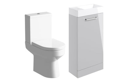 Volta 410mm F/S Basin Unit & C/C Toilet Pack - Grey Gloss