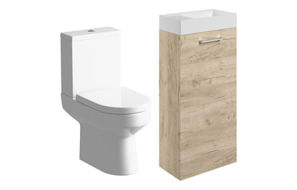 Volta 410mm F/S Basin Unit & C/C Toilet Pack - Oak