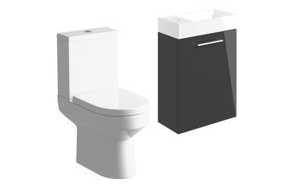 Volta 410mm W/H Basin Unit & C/C Toilet Pack - Anthracite Gloss