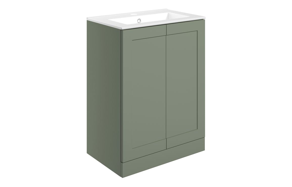 Heritage 610mm Floor Standing 2 Door Basin Unit & Basin - Matt Reed Green