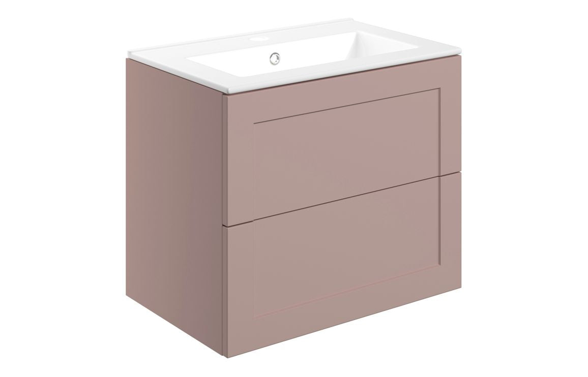 Heritage 610mm Wall Hung 2 Drawer Basin Unit & Basin - Matt Peony