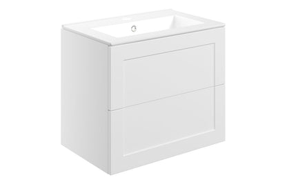 Heritage 610mm Wall Hung 2 Drawer Basin Unit & Basin - Matt White