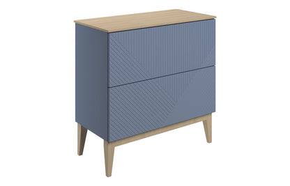 Linear 810mm Floor Standing 2 Drawer Basin Unit & Maple Oak Effect Worktop - Matt Smoke Blue