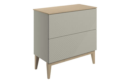 Linear 810mm Floor Standing 2 Drawer Basin Unit & Maple Oak Effect Worktop - Matt Oat