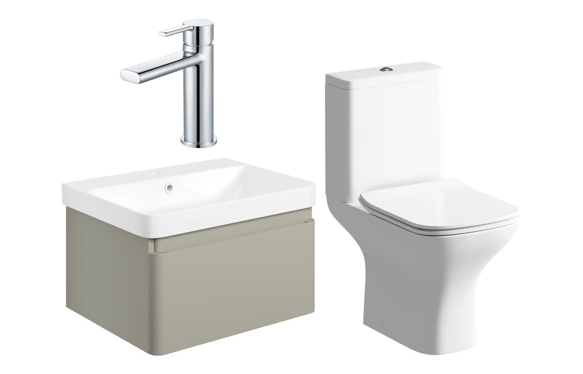 Cosmos 600mm Basin Unit & Close Coupled WC Pack w/Chrome Finishes