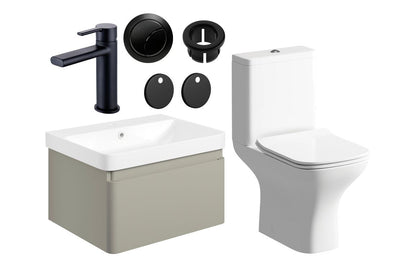 Cosmos 600mm Basin Unit & Close Coupled WC Pack w/Black Finishes