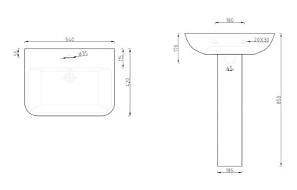 2Go 1TH Basin & Full Pedestal
