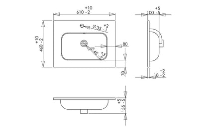NEST 610mm Wall Hung 2 Drawer Basin Unit & Basin - Matt Olive Green