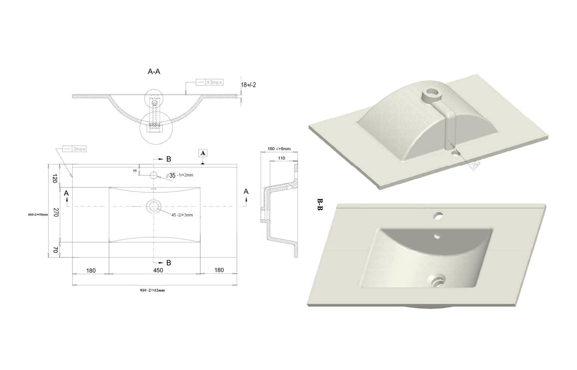 NEST 815mm Wall Hung 2 Drawer Basin Unit & Basin - Matt Antique Rose