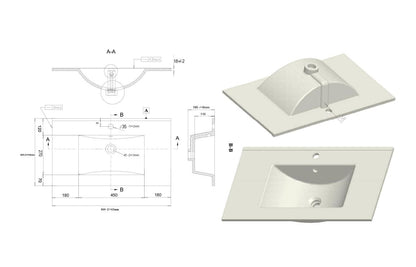NEST 815mm Wall Hung 2 Drawer Basin Unit & Basin - Matt Antique Rose