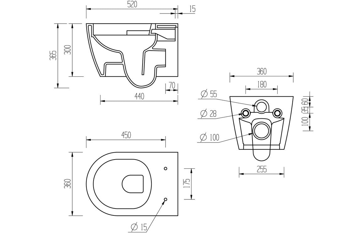 Cilantro Rimless Wall Hung WC & Soft Close Seat