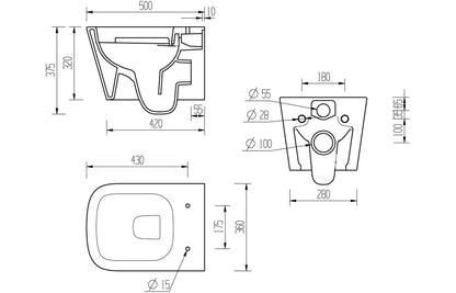 Tilia Rimless Wall Hung WC & Soft Close Seat