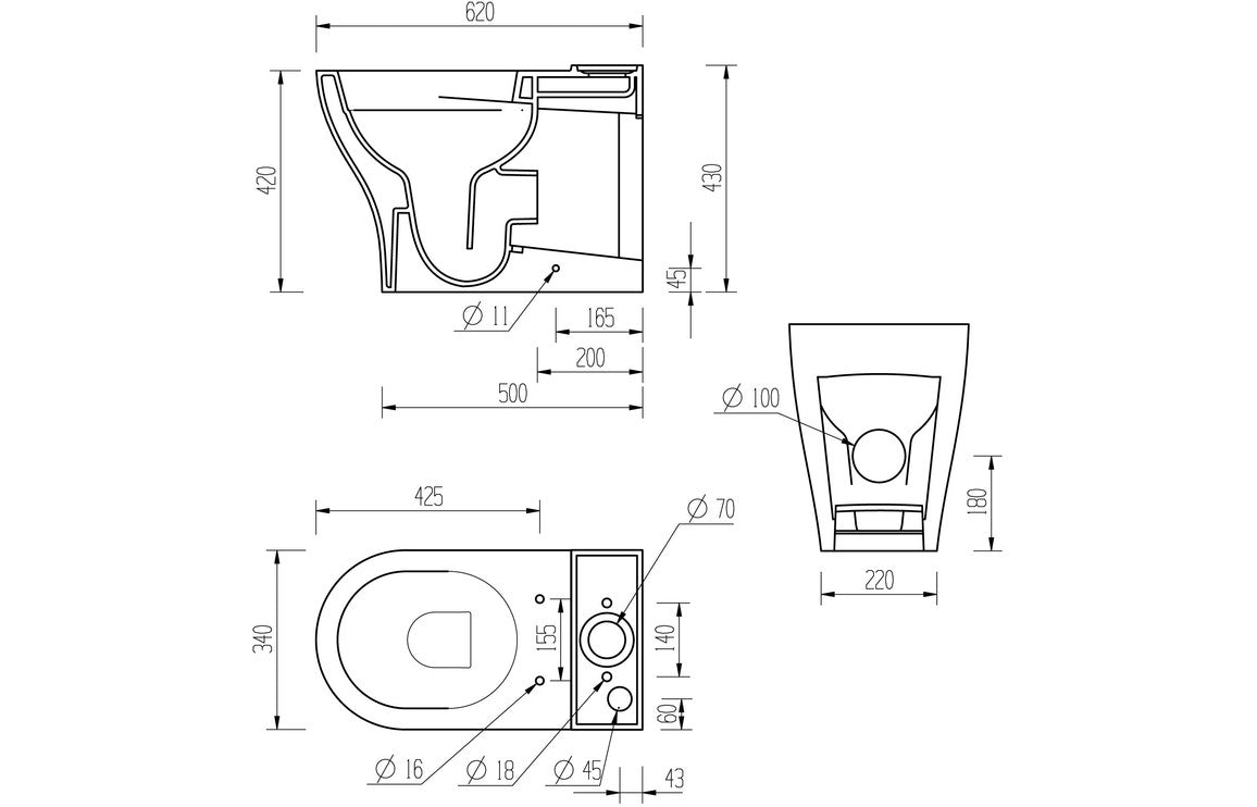 Lily Rimless Short Projection Close Coupled Fully Shrouded WC & Soft Close Seat