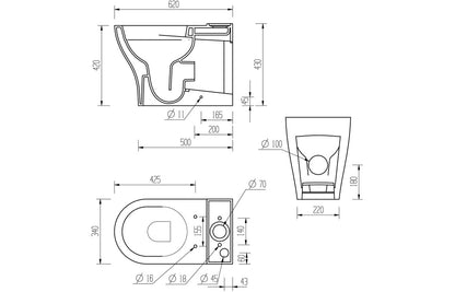 Lily Rimless Short Projection Close Coupled Fully Shrouded WC & Soft Close Seat
