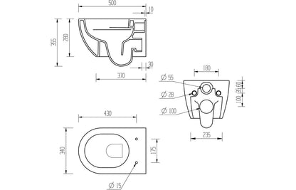 Lily Rimless Wall Hung WC & Soft Close Seat