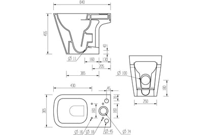 Tilia Rimless Close Coupled Open Back Comfort Height WC & Soft Close Seat