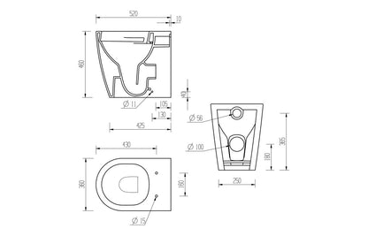 Cilantro Rimless Back To Wall Comfort Height WC & Soft Close Seat