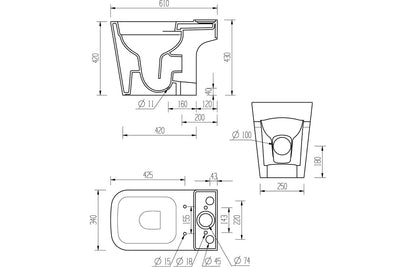 Tilia Rimless Close Coupled Open Back Short Projection WC & Soft Close Seat