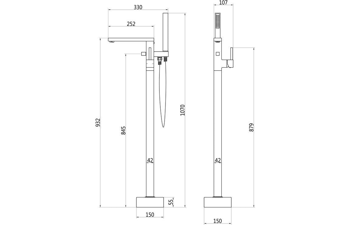 Zacara Floor Standing Bath/Shower Mixer - Chrome