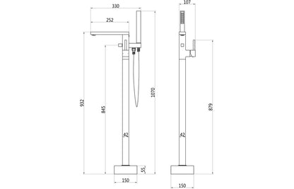 Zacara Floor Standing Bath/Shower Mixer - Chrome