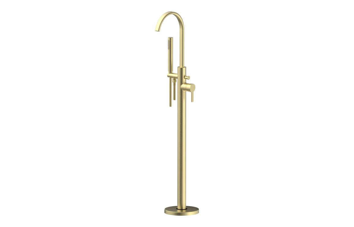 Evola Floor Standing Bath/Shower Mixer - Brushed Brass
