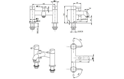 Vema Maira Deck Mounted Bath/Shower Mixer - Matt Black