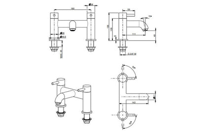 Vema Maira Deck Mounted Bath Filler - Matt Black