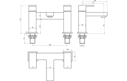 Zacara Bath Filler - Chrome