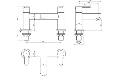 Abano Bath Filler - Chrome