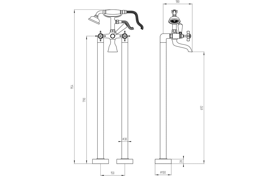 Bordon Floor Standing Bath/Shower Mixer - Chrome