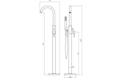 Pescara Floor Standing Bath/Shower Mixer - Brushed Brass