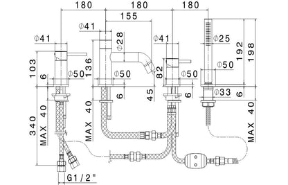 Vema Maira 4-Hole Deck Mounted Bath/Shower Mixer - Matt Black